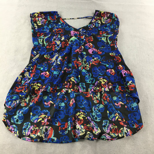 City Chic Womens Shift Dress Size M Black Blue Skull Pattern