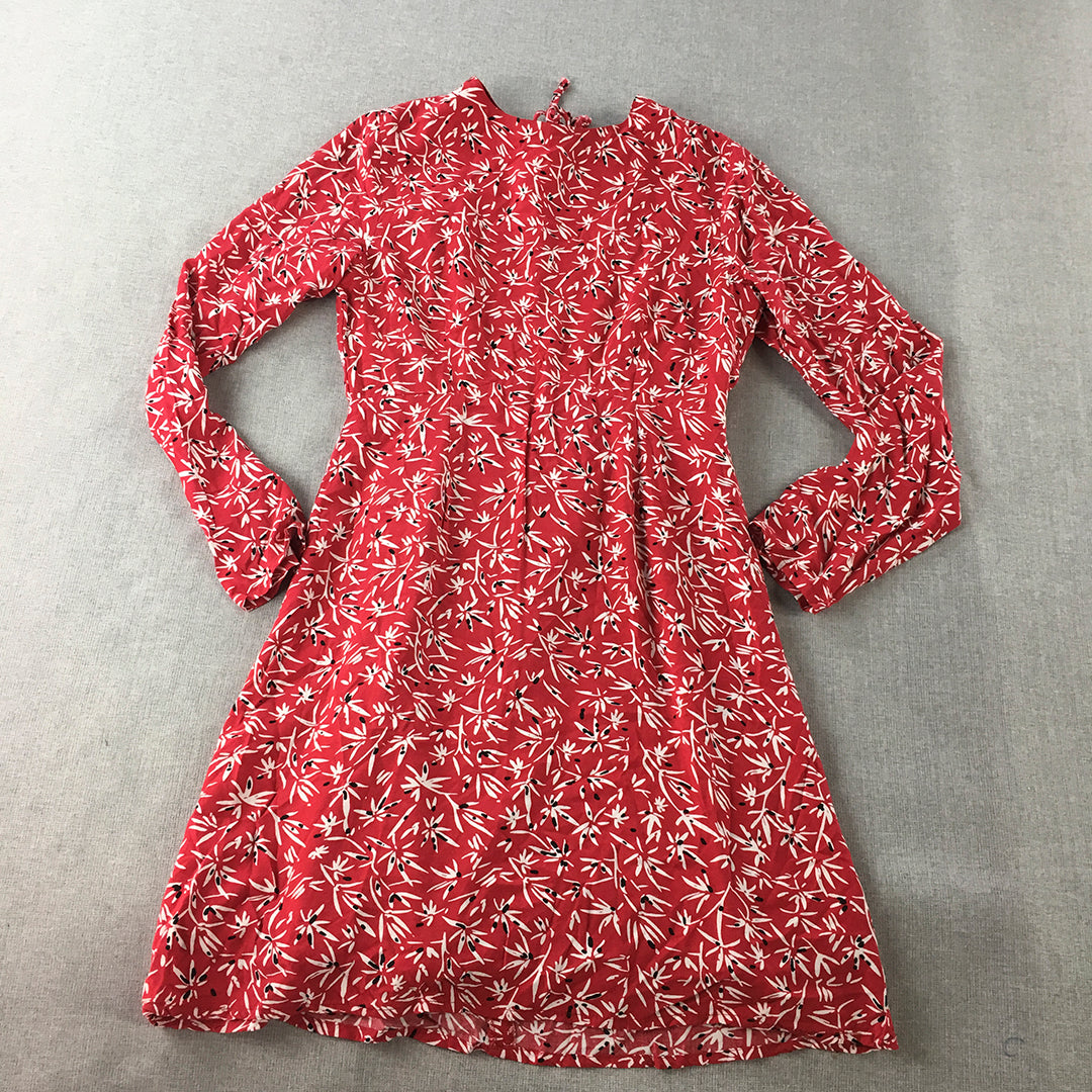 Suburban Womens Mini Dress Size 6 Red Long Sleeve Fit & Flare