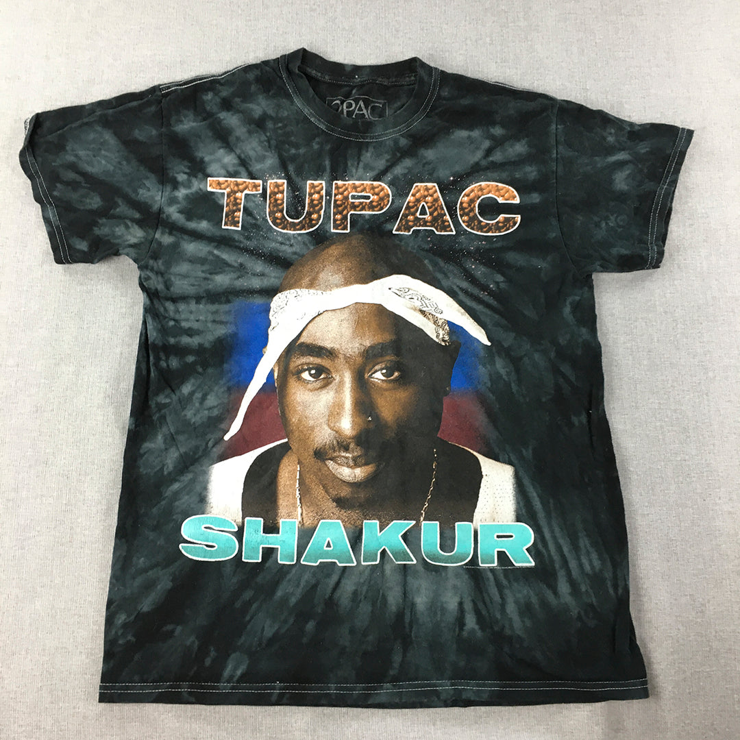 Tupac Mens T-Shirt Size M Black Tie-Dye 2Pac Rap Hip Hop Tee