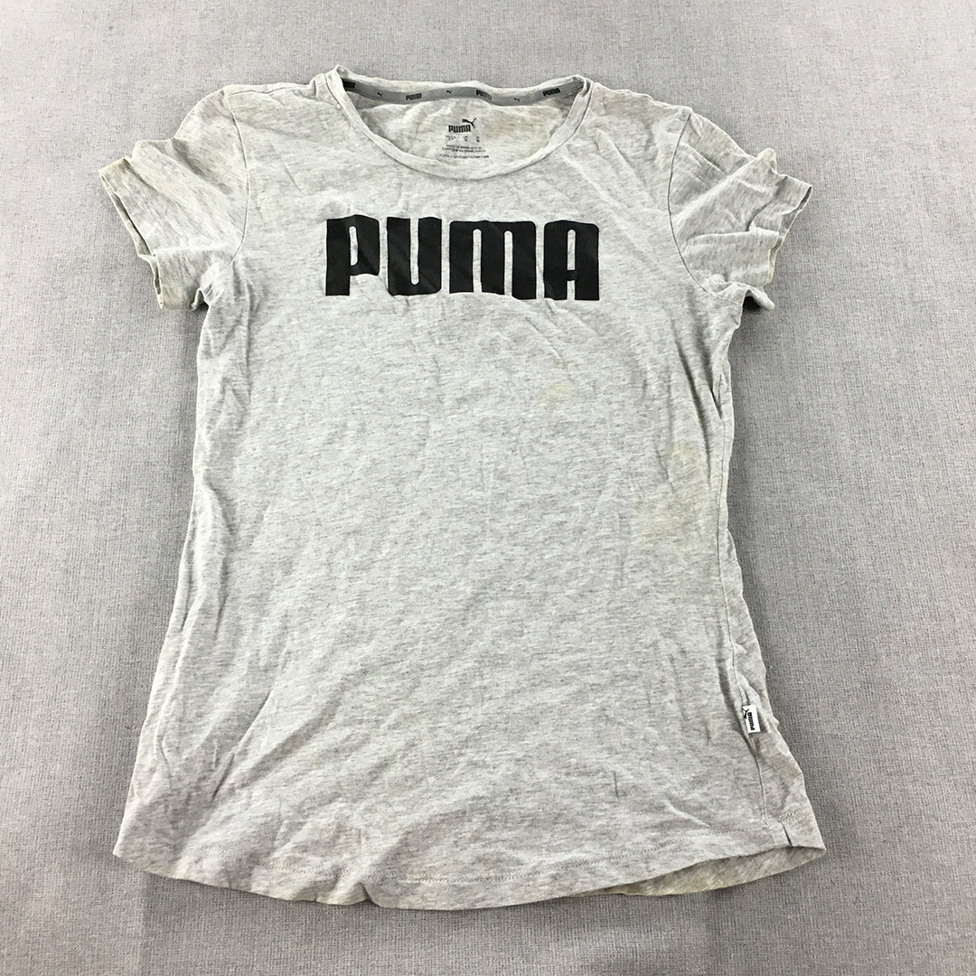 Puma Womens T-Shirt Size S Grey Logo Short Sleeve Crew Neck Top