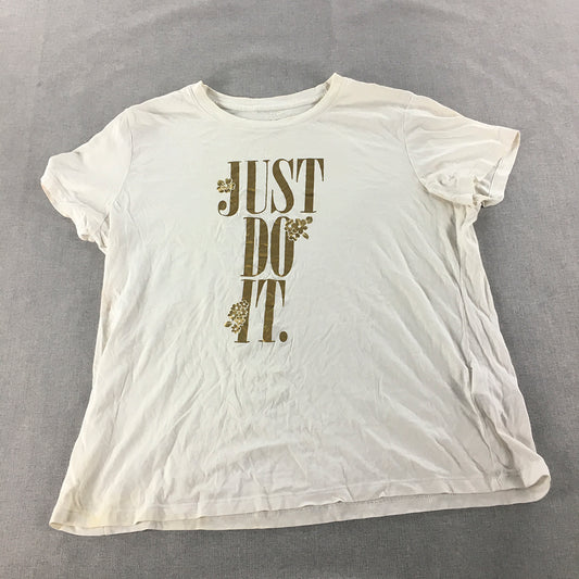 Nike Womens T-Shirt Size XL White Just Do It Short Sleeve Top