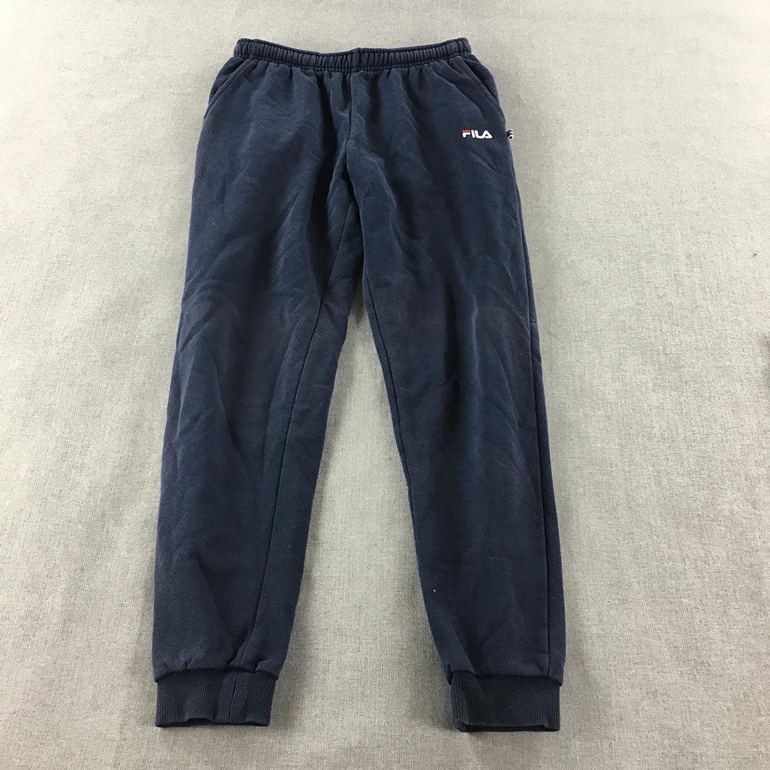 FILA Kids Boys Tracksuit Pants Size 12 Navy Blue Logo Jogger Side Pockets