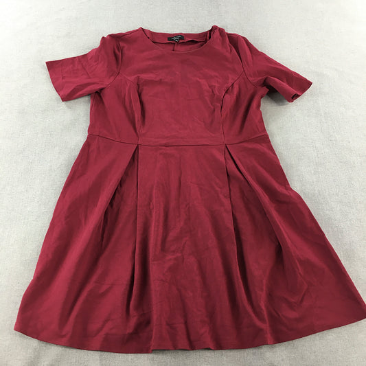 New Look Inspire Womens Mini Dress Size 18 Red Pleated Short Sleeve