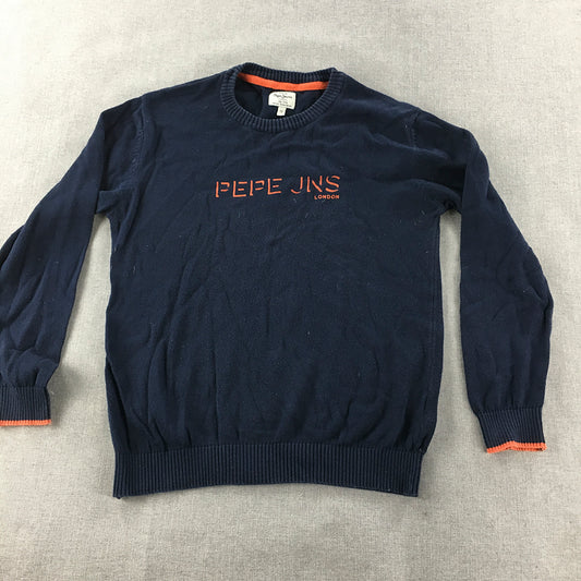 Pepe Jeans Kids Boys Knit Sweater Size 12 Navy Blue Pullover Jumper