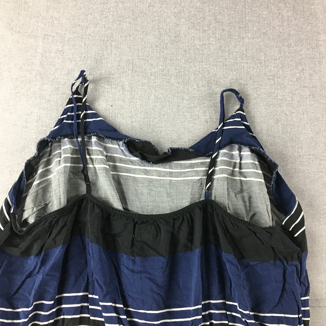 Old Navy Womens Maxi Dress Size 2XL Blue Black Striped Sleeveless A-Line