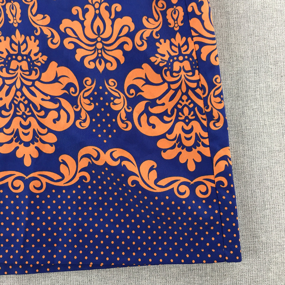 Tokito City Womens Mini Dress Size 8 Blue Orange Floral Baroque A-Line