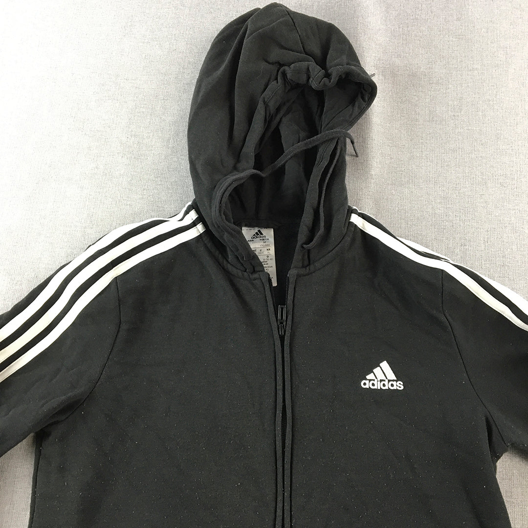 Adidas Womens Jacket Size M Black Logo Zip-Up Windbreaker Coat