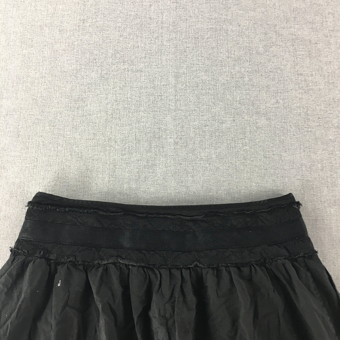 Armani Exchange Womens A-Line Skirt Size 2 US Black Midi Pleated