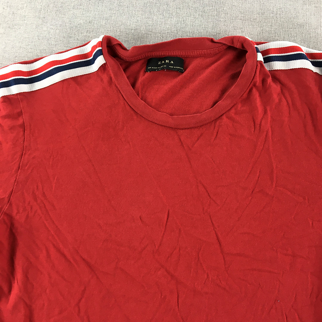 Zara Mens T-Shirt Size M Red Short Sleeve Crew Neck Tee