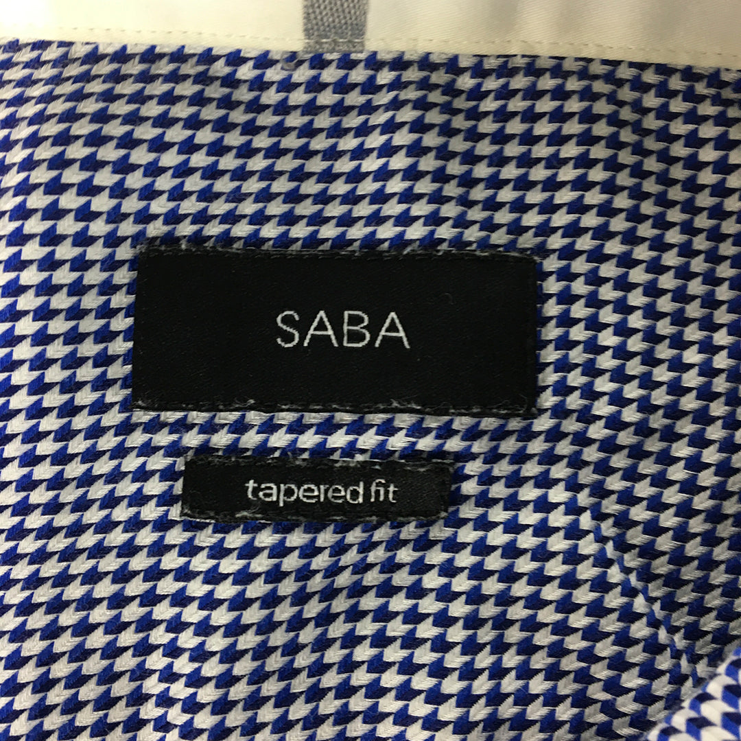 Saba Mens Shirt Size 2XL Tapered Fit Long Sleeve Button-Up Collared Blue