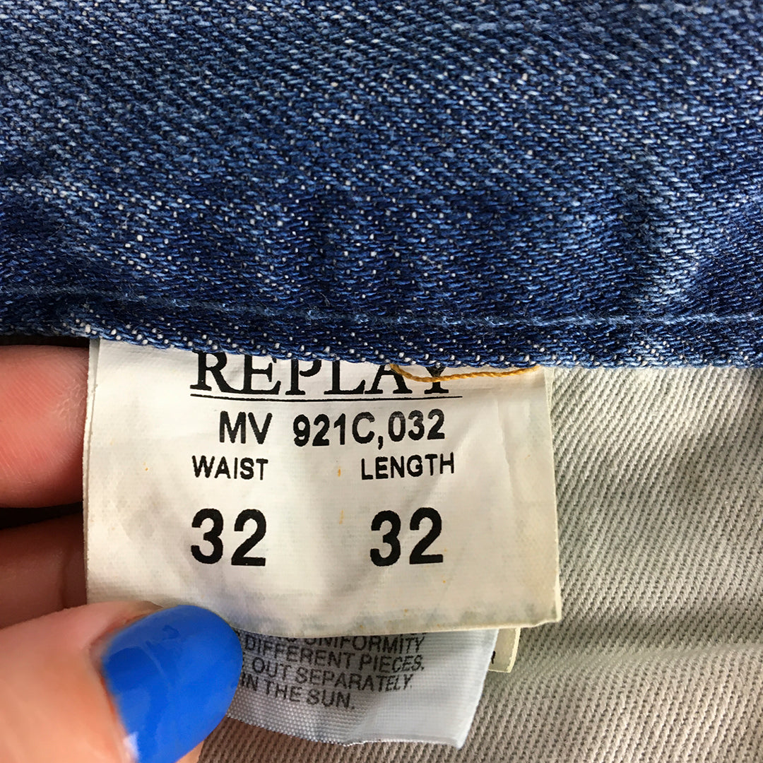 Replay Womens Jeans Size 32 Blue Light Wash Straight Leg