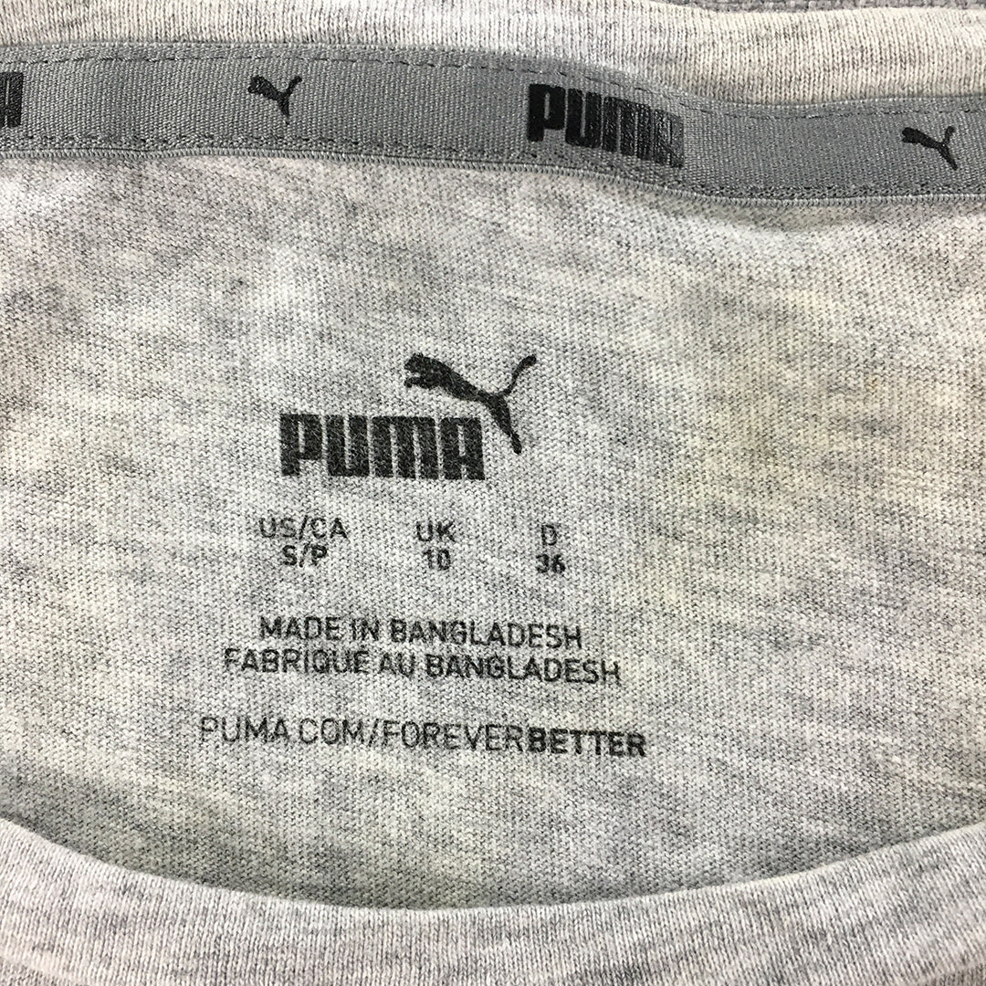 Puma Womens T-Shirt Size S Grey Logo Short Sleeve Crew Neck Top