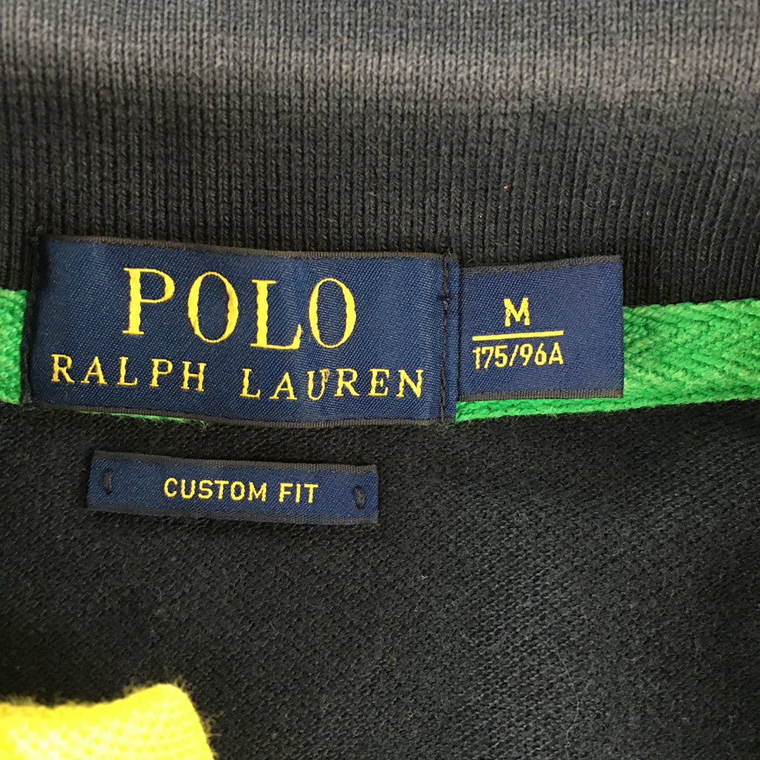 Polo Ralph Lauren Mens Shirt Size M Navy Blue Big Pony Logo Collared Rugby