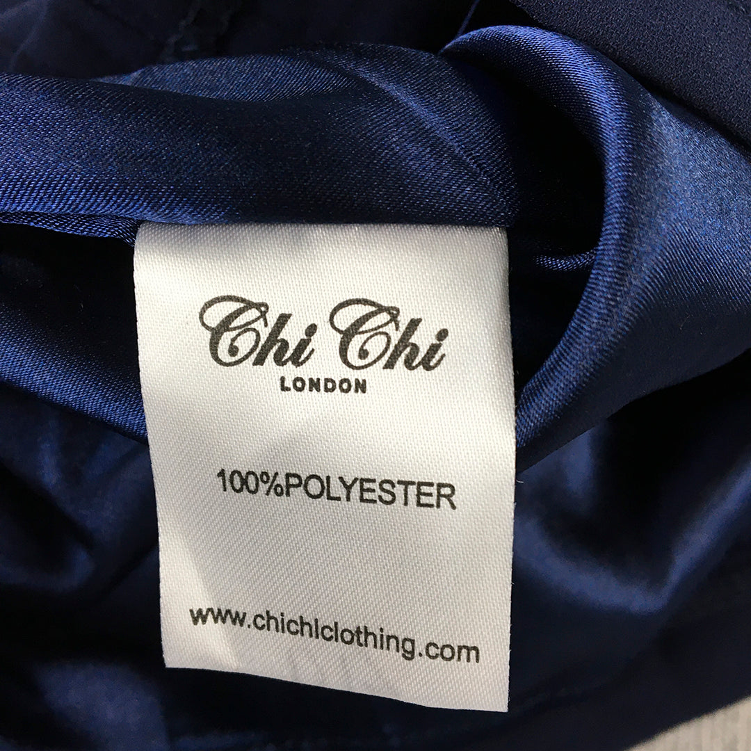 NEW Chi Chi London Womens Mini Dress Size 10 Navy Blue Pleated Spaghetti Strap