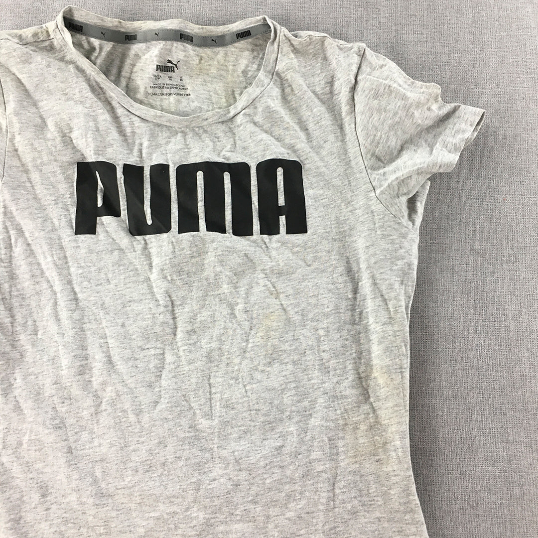 Puma Womens T-Shirt Size S Grey Logo Short Sleeve Crew Neck Top