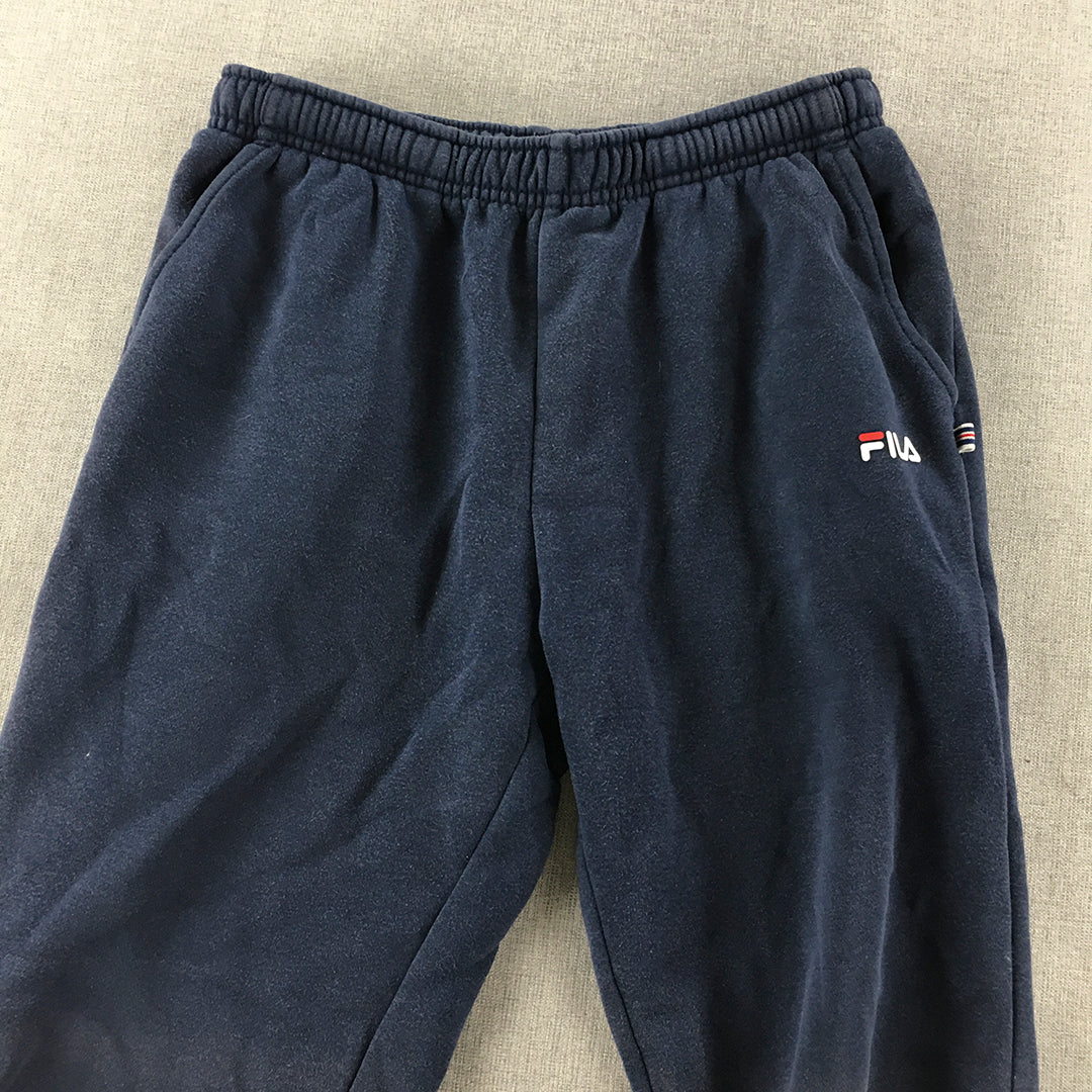 FILA Kids Boys Tracksuit Pants Size 12 Navy Blue Logo Jogger Side Pockets