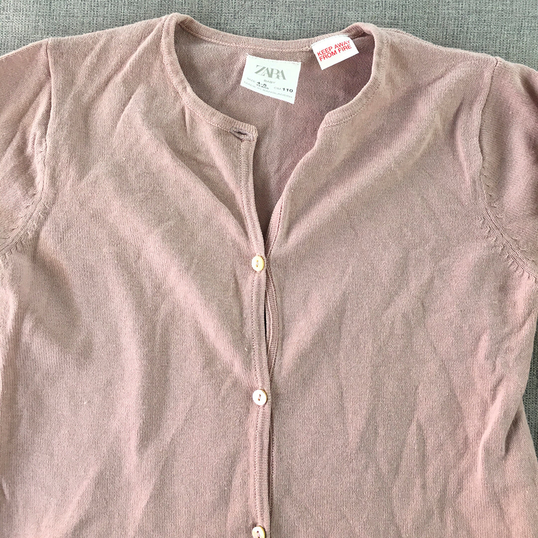 Zara Kids Girls Knit Cardigan Size 4 - 5 Years Pink Button Long Sleeve