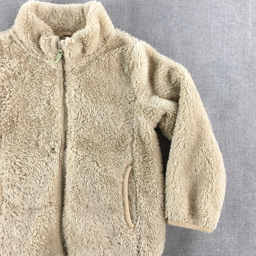 Uniqlo Kids Jacket Size 4 - 5 Years Brown Zip-Up Pockets Fleece Fur