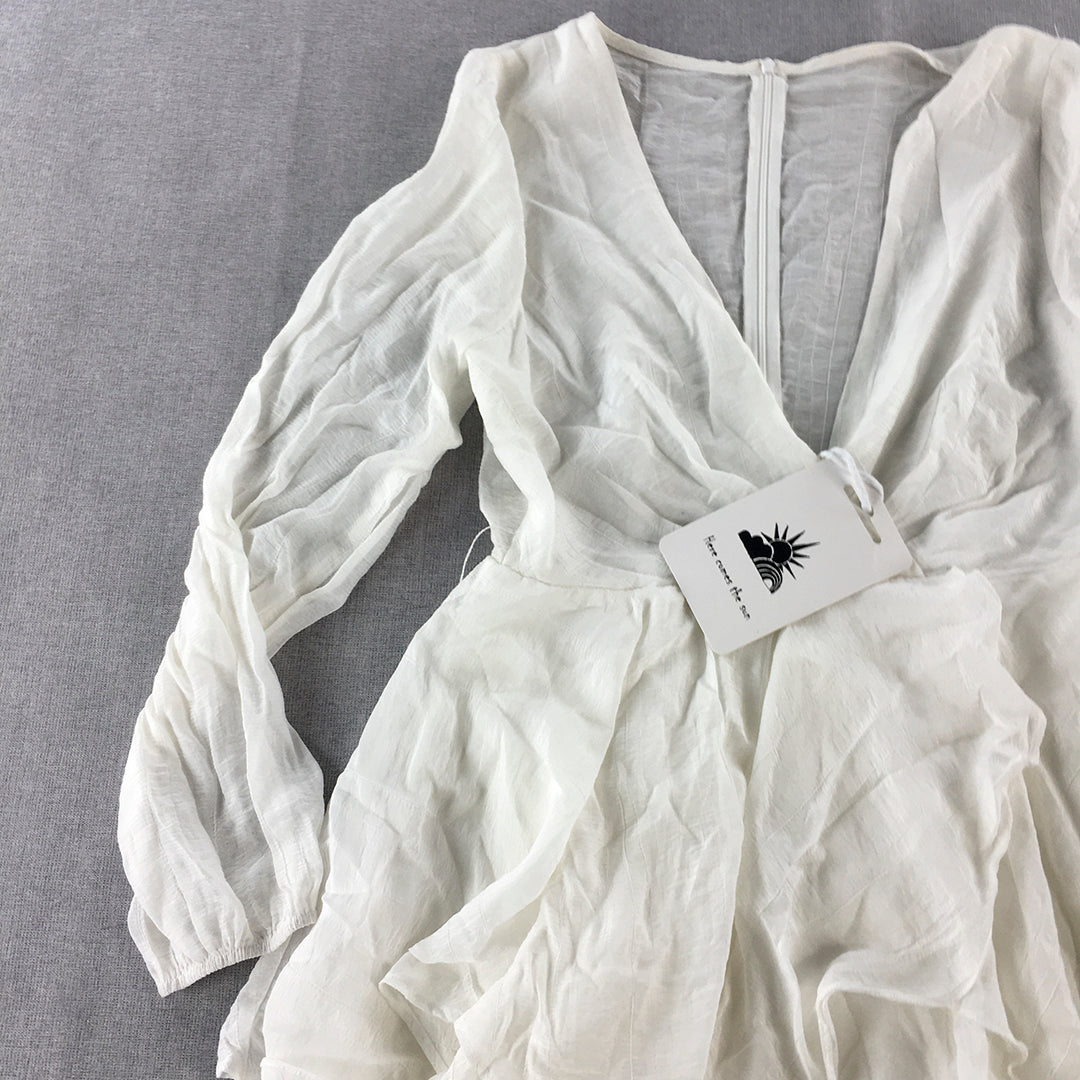 NEW Here Comes The Sun Womens Mini Dress Size 12 AU White Fit Flare