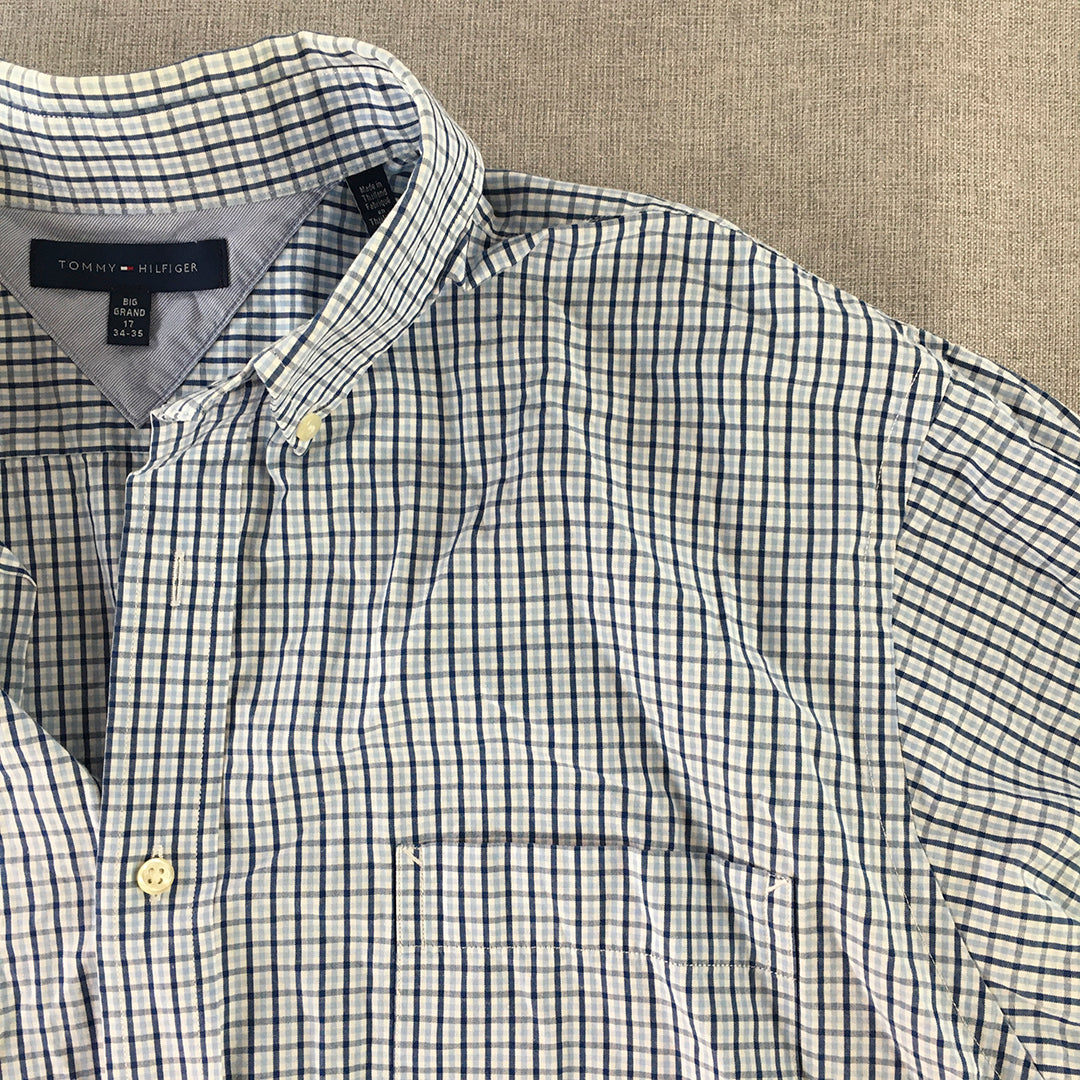 Tommy Hilfiger Mens Shirt Size XL Blue Checkered Long Sleeve Button-Up