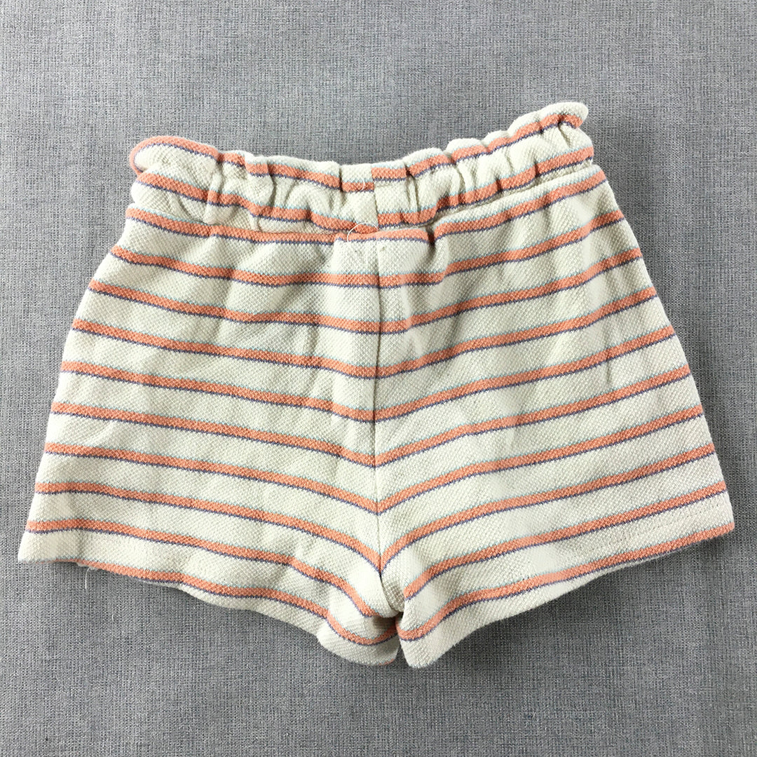 Eve Girl Shorts Size 5 White Orange Striped Elastic Waist