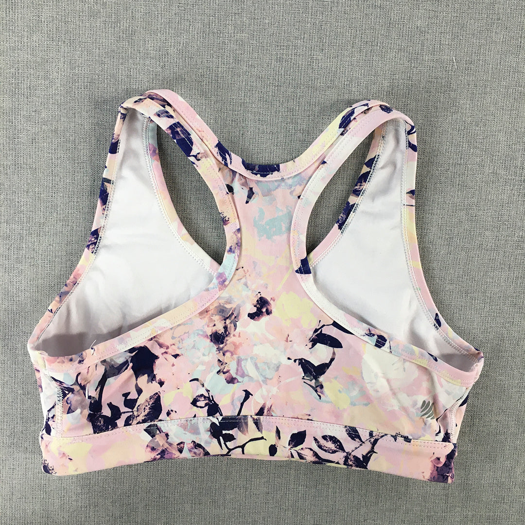 Ell & Voo Womens Sports Bra Size 12 Pink Floral Cropped Top