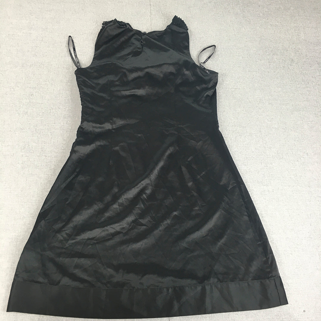 Elle Would Womens Mini Dress Size 6 Black A-Line Floral Lace Cocktail Sleeveless