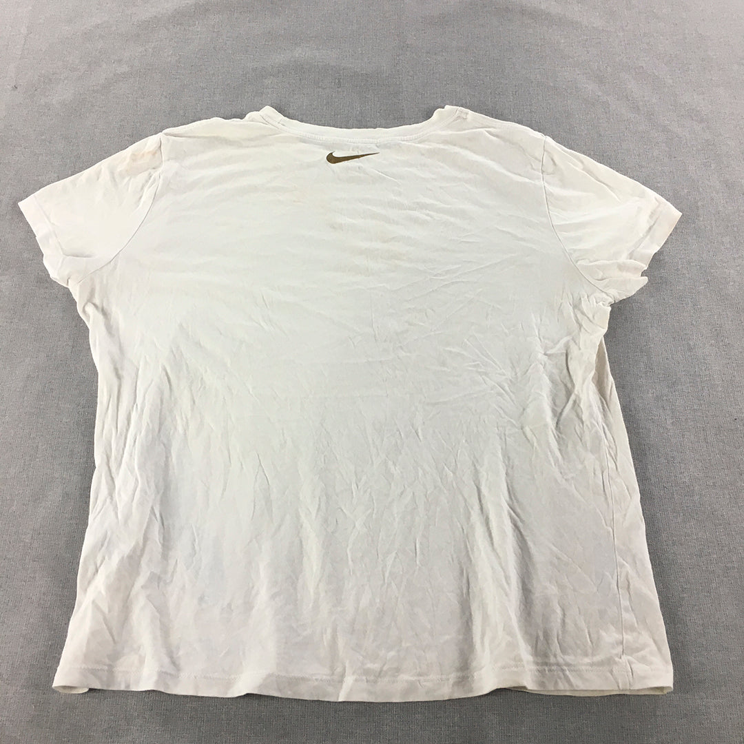 Nike Womens T-Shirt Size XL White Just Do It Short Sleeve Top