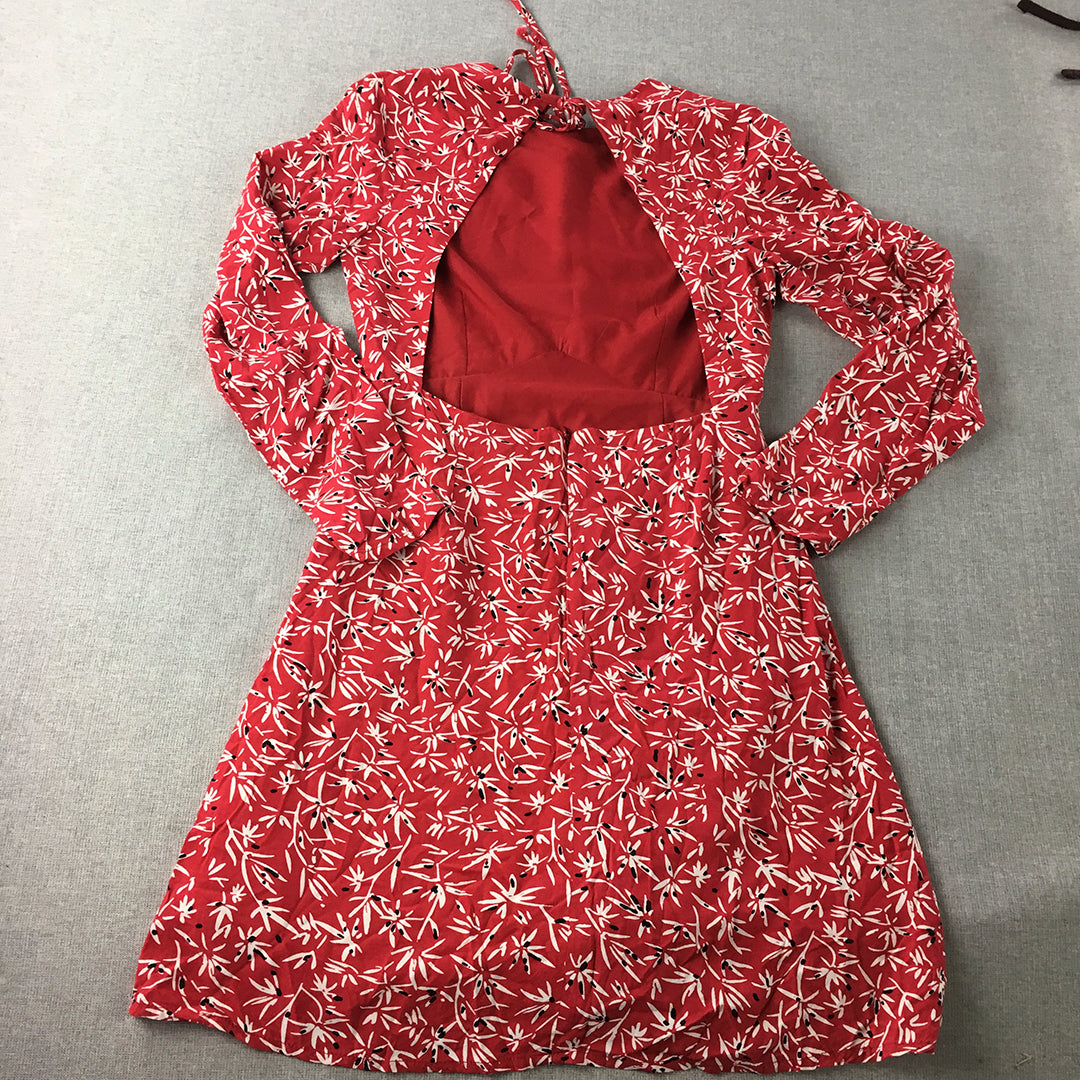 Suburban Womens Mini Dress Size 6 Red Long Sleeve Fit & Flare