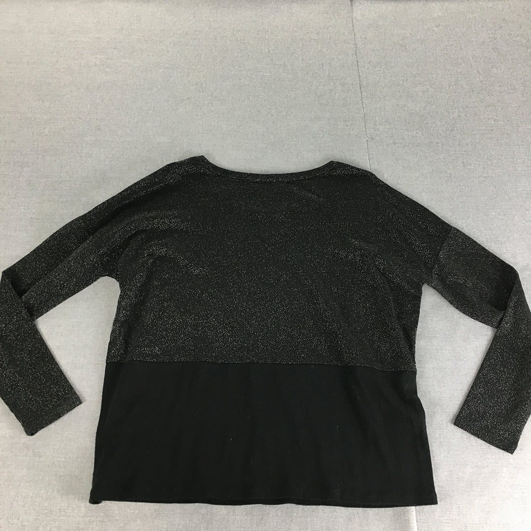 Witchery Womens Wool Sweater Size S Black Silver Dot Pullover Jumper