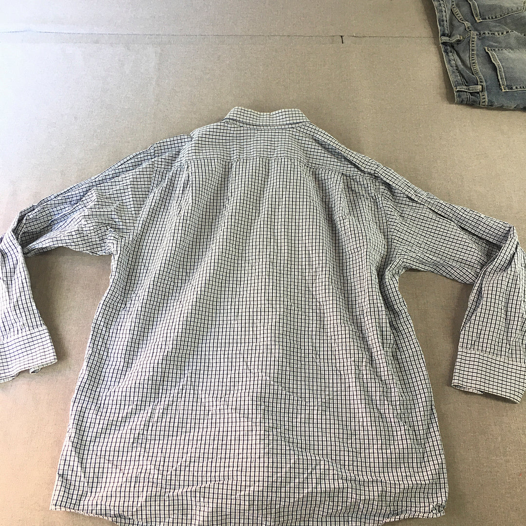 Tommy Hilfiger Mens Shirt Size XL Blue Checkered Long Sleeve Button-Up