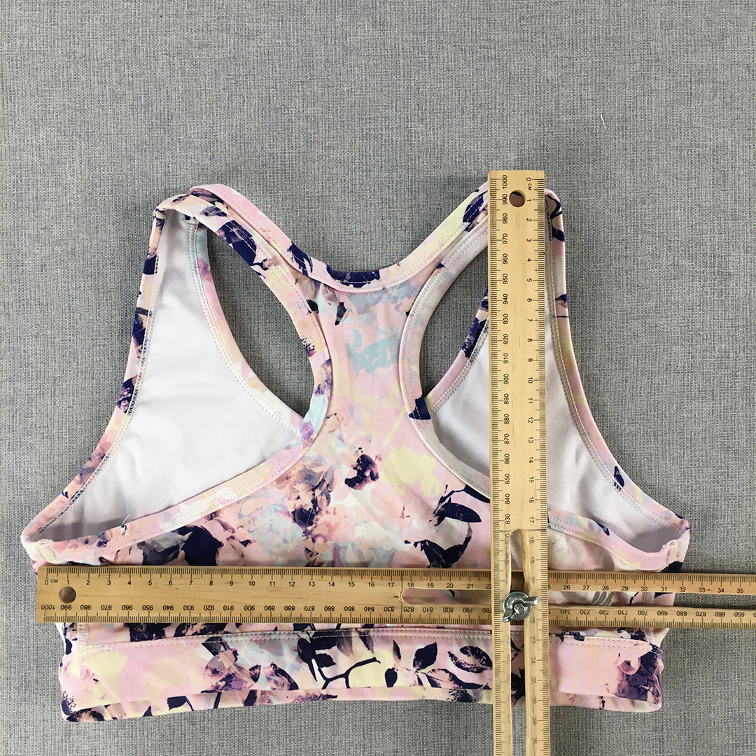 Ell & Voo Womens Sports Bra Size 12 Pink Floral Cropped Top