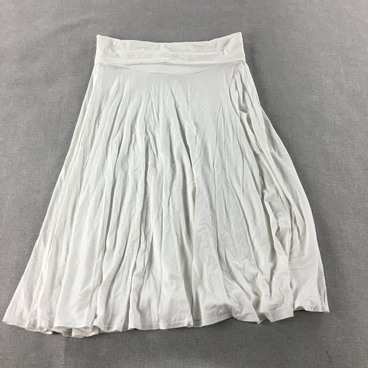 NEW Mahina Womens A-Line Skirt Size M White Elastic Waist