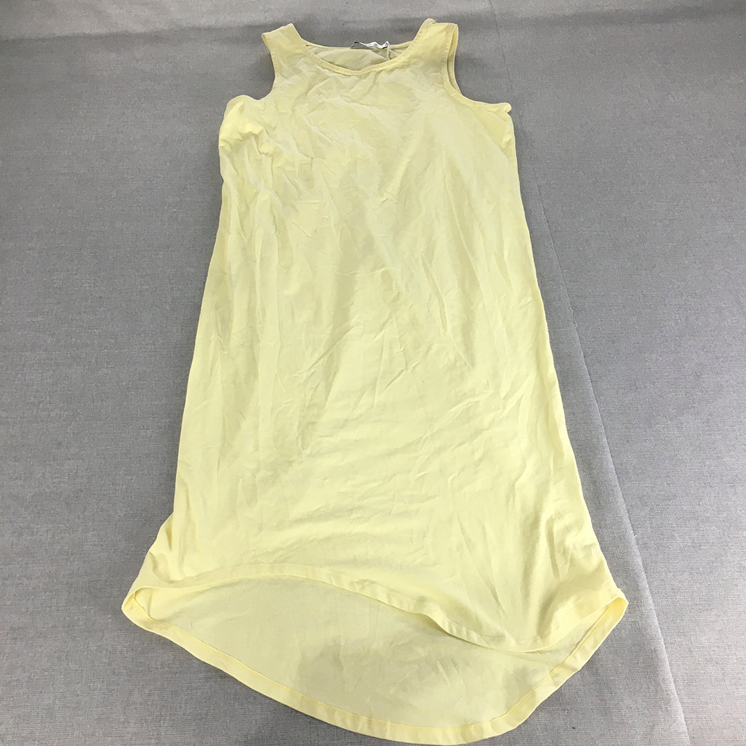 NEW Little White Lie Womens Molly Tank Dress Size 14 Yellow Midi