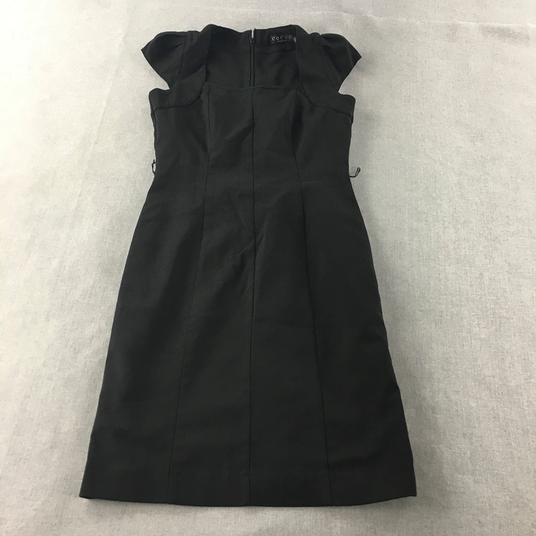 Cococ Womens Pencil Dress Size 8 Black Mini Short Sleeve