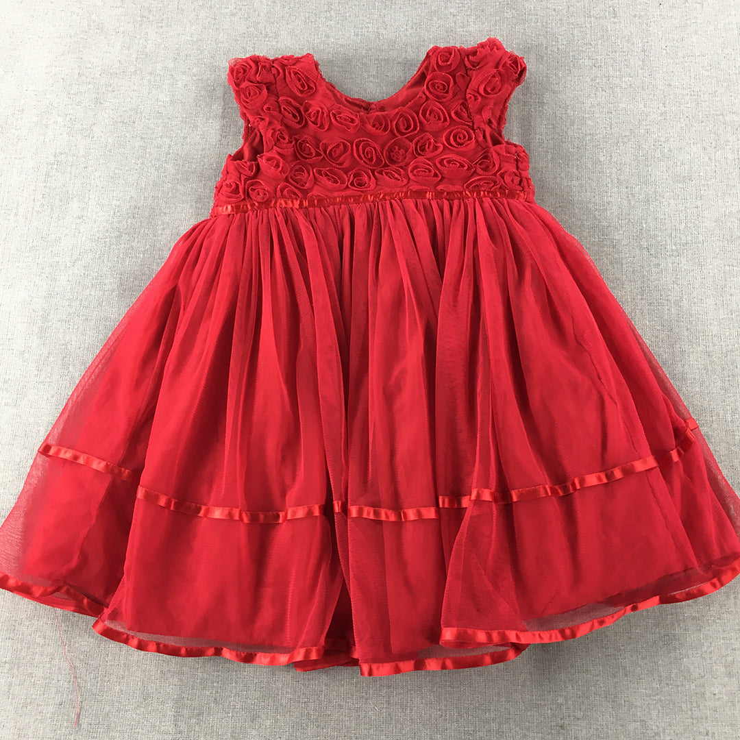 Marmellata Classics Kids Girls Dress Size 3 Toddler Red Floral Roses Sleeveless