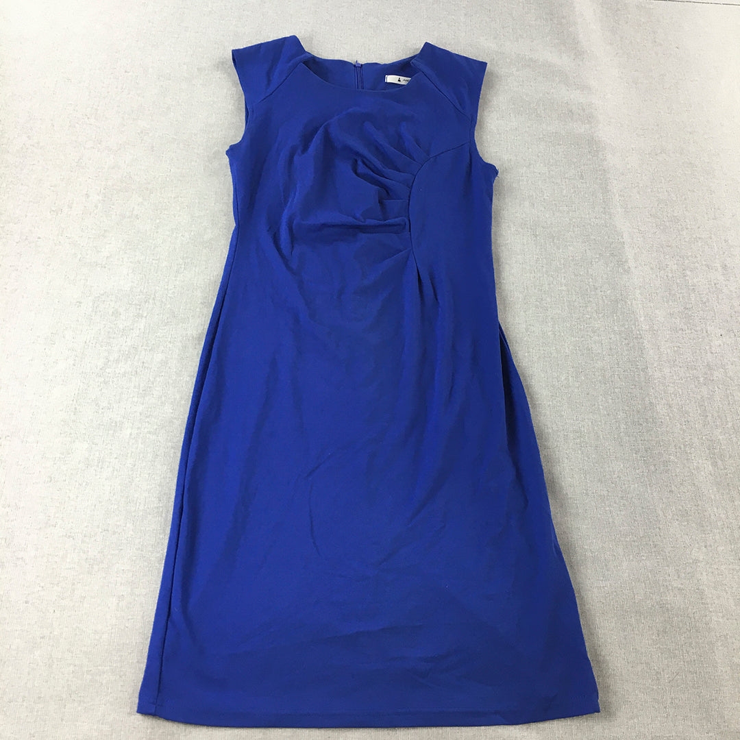 Angvns Womens Pencil Dress Size M Blue Mini Sleeveless Ruched