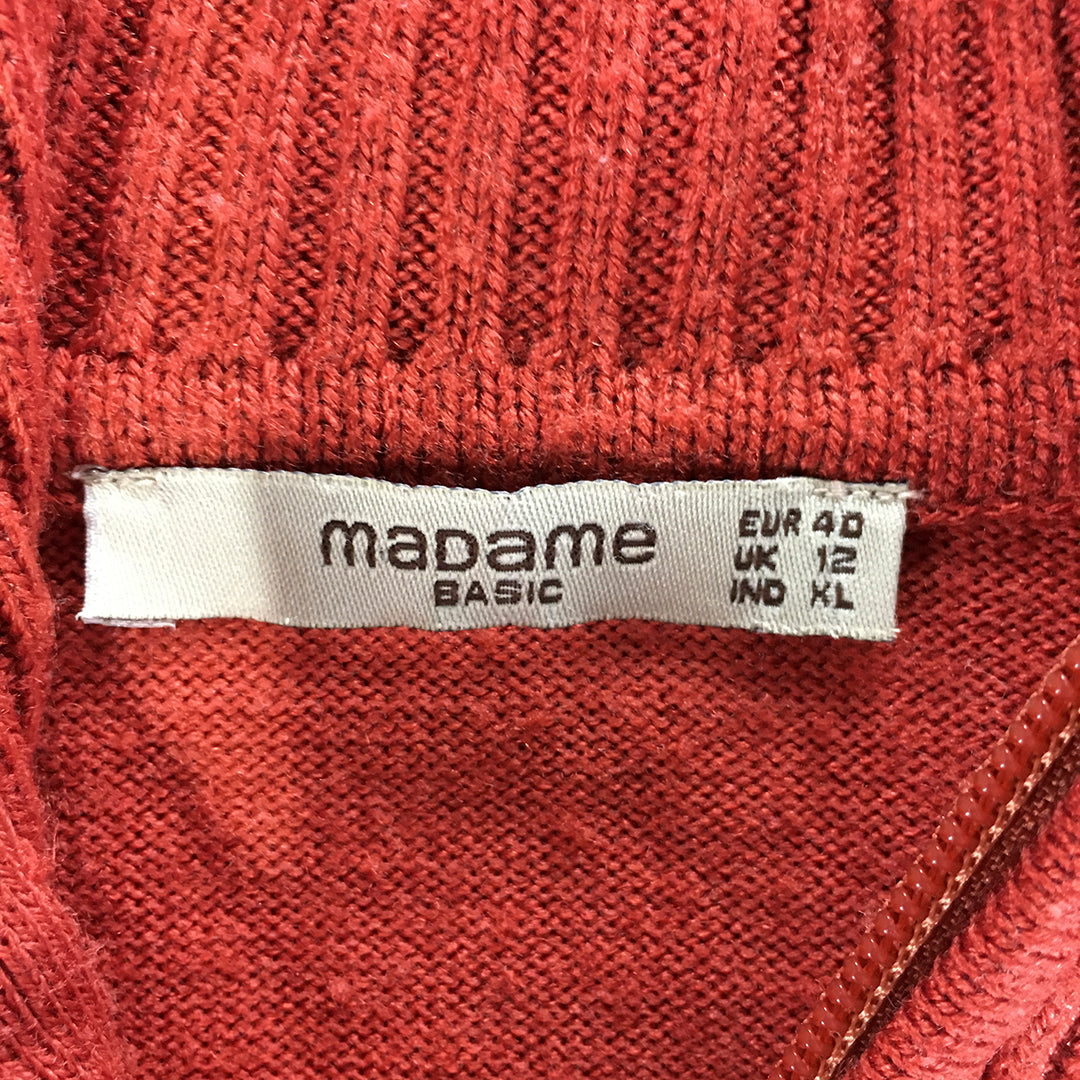 Madame Womens Jacket Size 12 Rust Red Zip-Up Mock Neck Coat