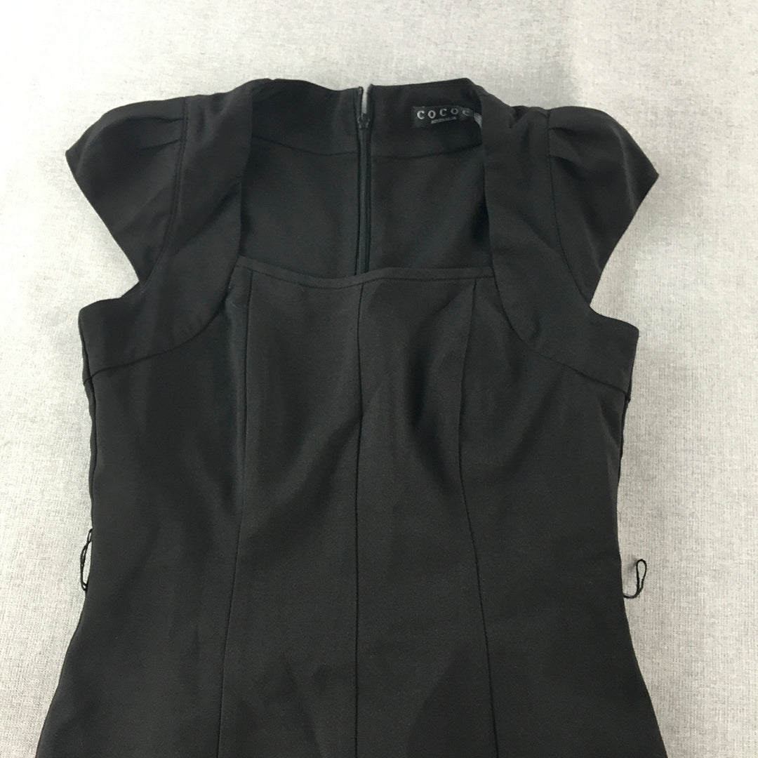 Cococ Womens Pencil Dress Size 8 Black Mini Short Sleeve