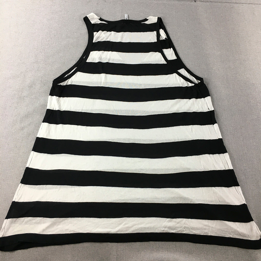 Kiik Luxe Womens Wool Mini Dress One Size Black White Striped A-Line Sleeveless