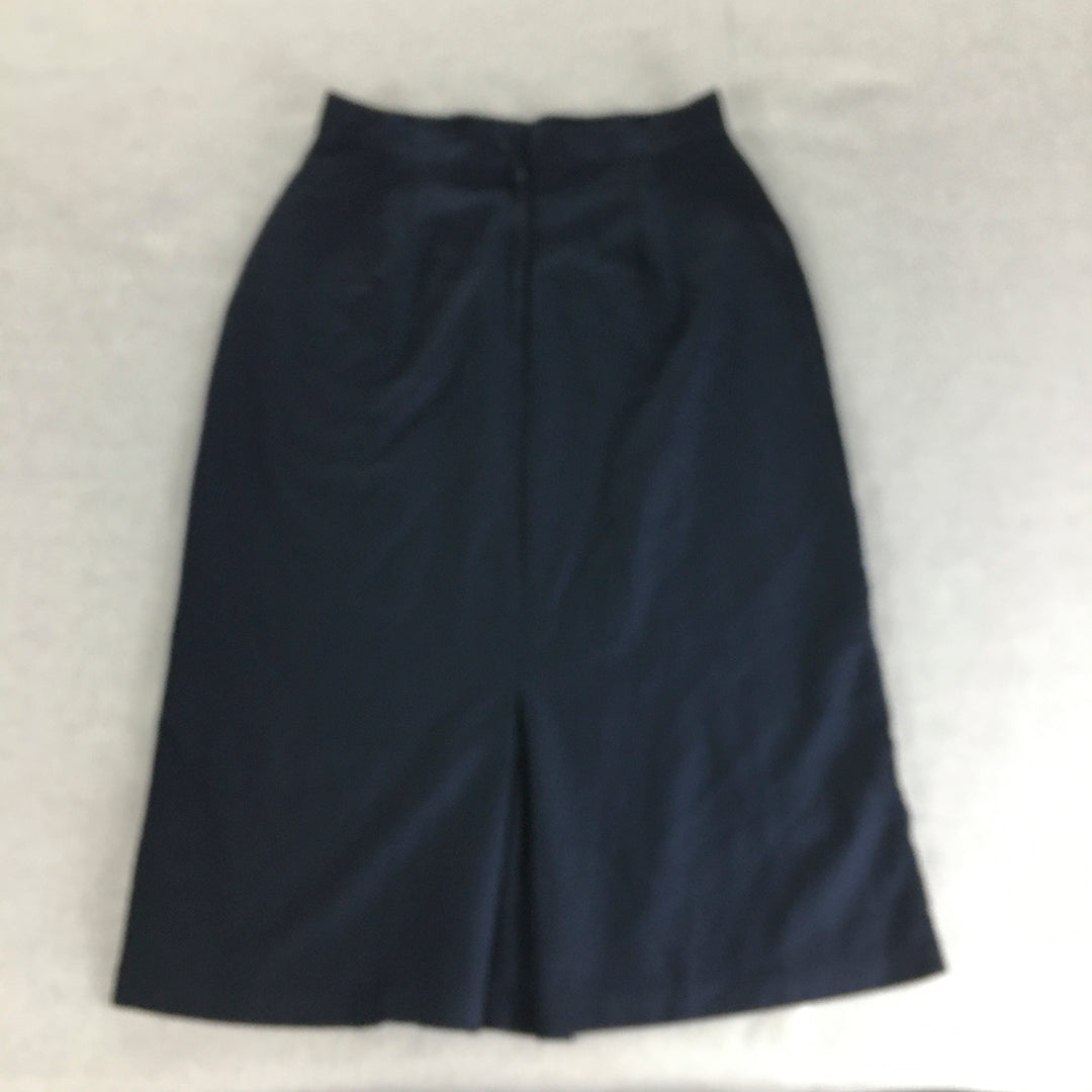 The Clothing Company Womens Wool Pencil Skirt Size 14 Navy Blue Straight