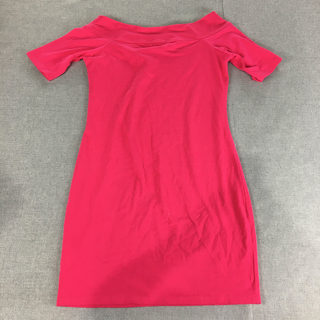 Valleygirl Womens Mini Dress Size 12 Hot Pink Short Sleeve