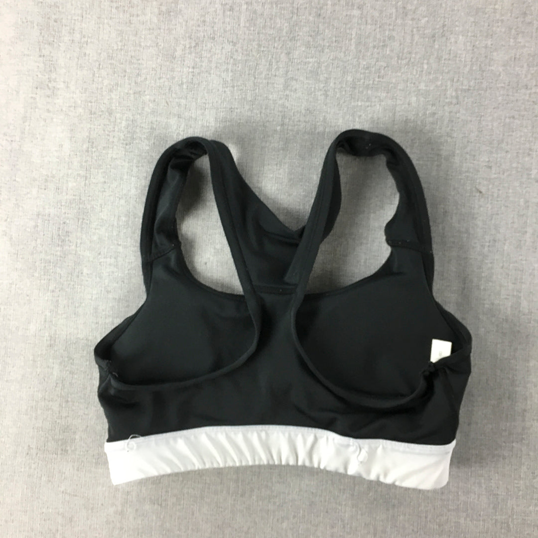 Bondi Active Womens Sports Bra Size 8 Black Logo Cropped Top