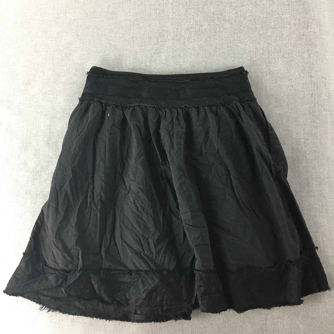 Armani Exchange Womens A-Line Skirt Size 2 US Black Midi Pleated