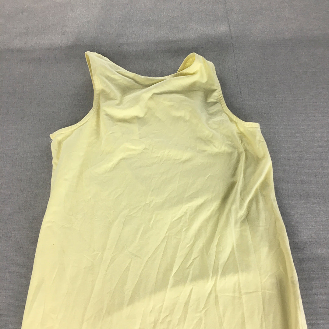 NEW Little White Lie Womens Molly Tank Dress Size 14 Yellow Midi