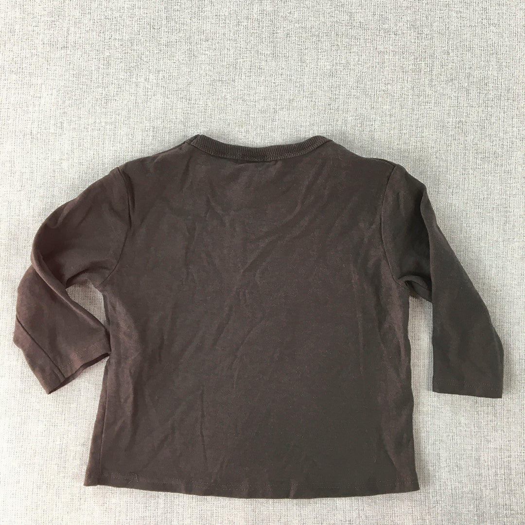 Zara Baby Boys Top Size 00 (3 - 6 Months) Brown Long Sleeve Pullover Shirt