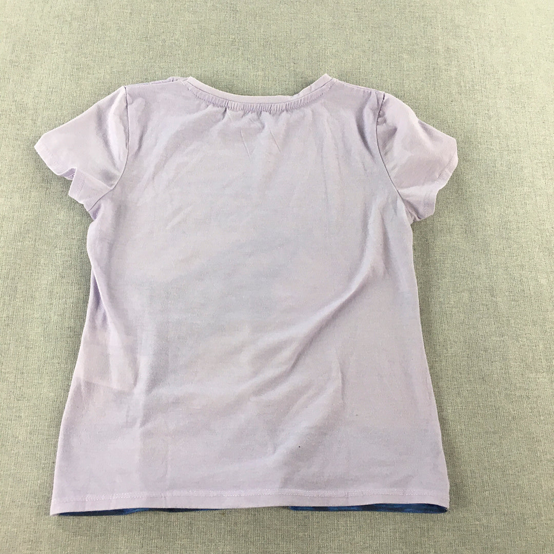 H&M Kids Girls T-Shirt Size 8 - 10 Years Pink Blue Whale Short Sleeve Top