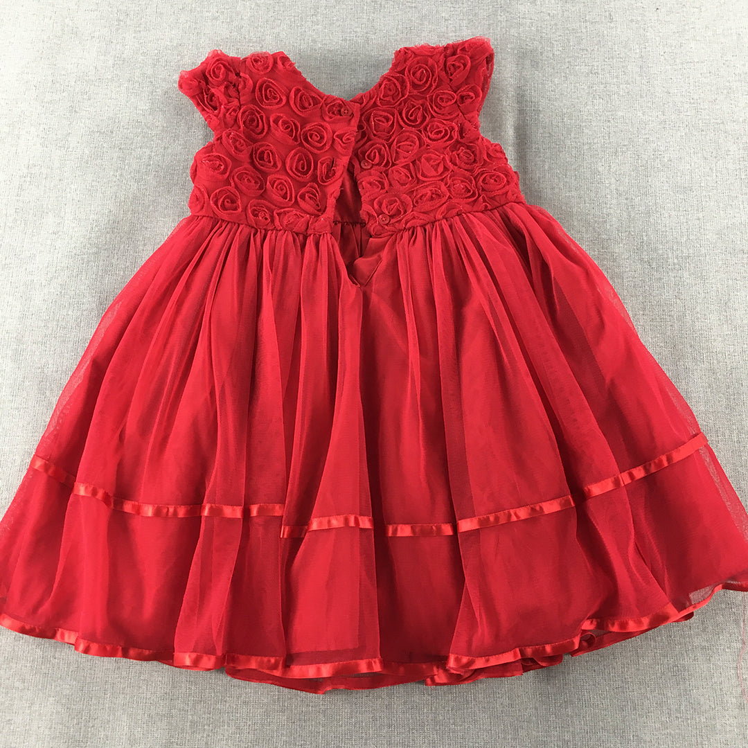 Marmellata Classics Kids Girls Dress Size 3 Toddler Red Floral Roses Sleeveless