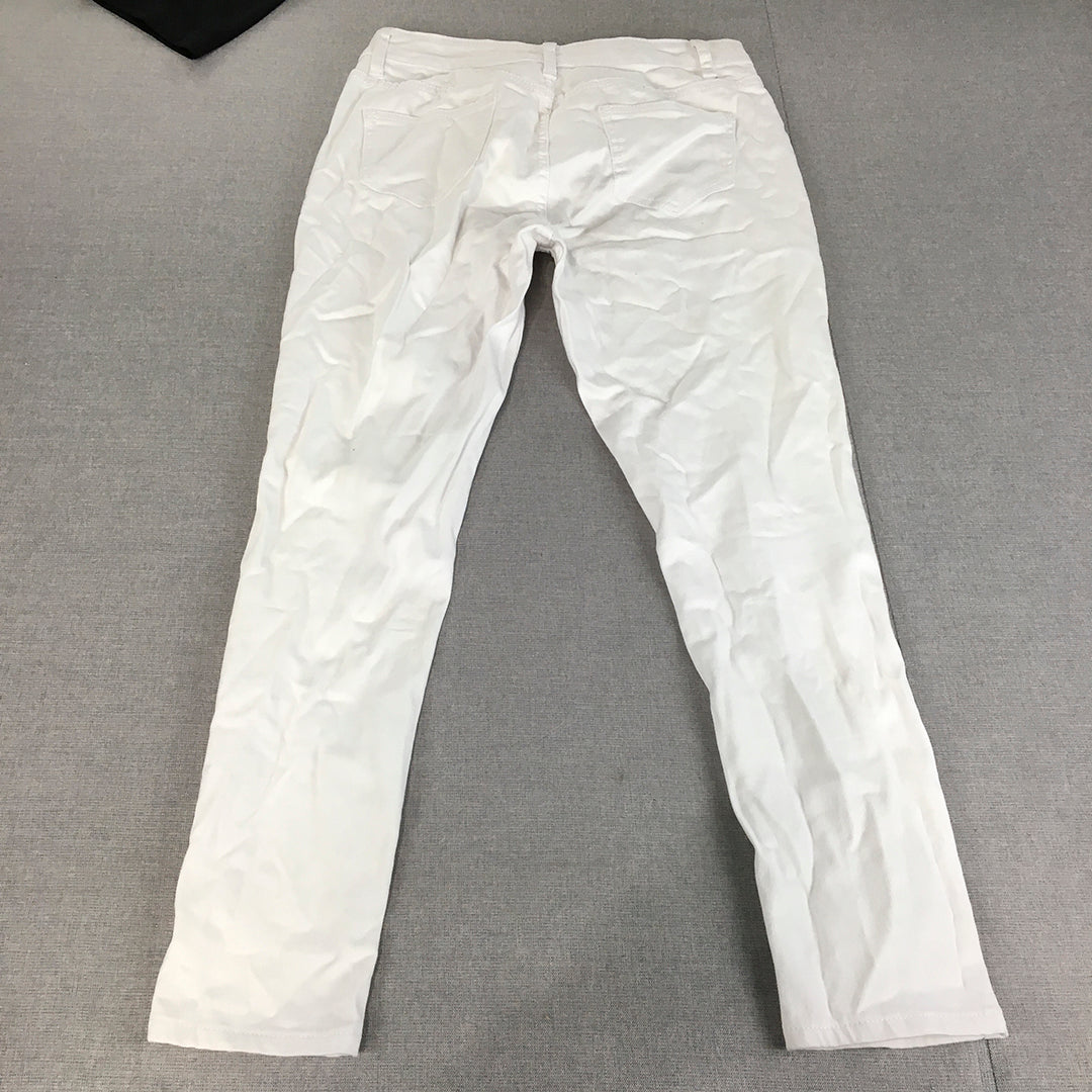 Atmos & Here Womens Skinny Jeans Size 30 White Ripped Stretch Denim