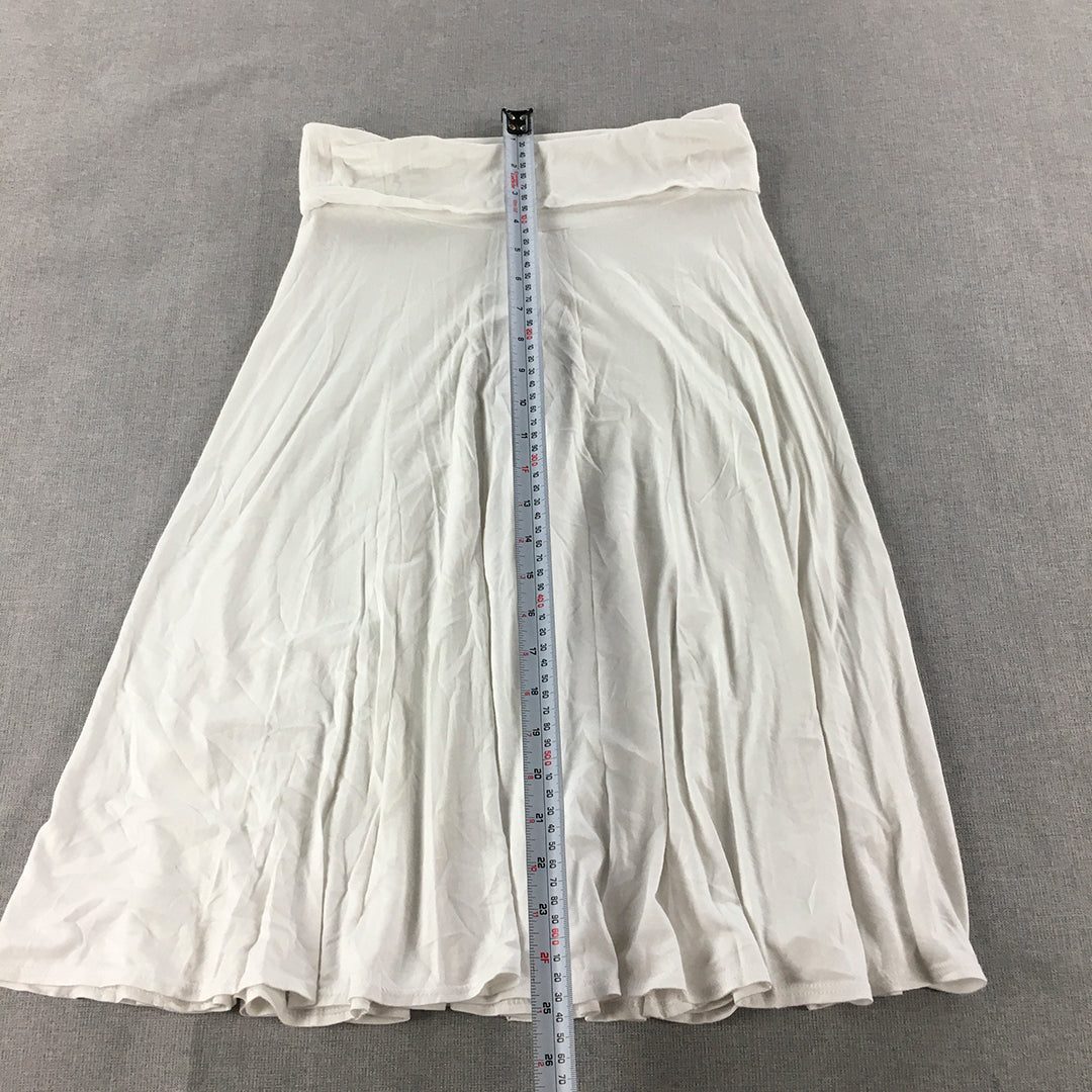 NEW Mahina Womens A-Line Skirt Size M White Elastic Waist